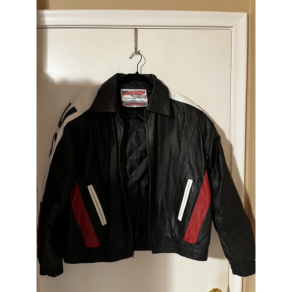 Vintage Caribou Creek 2001 God Bless America Leather Bomber Jacket XL